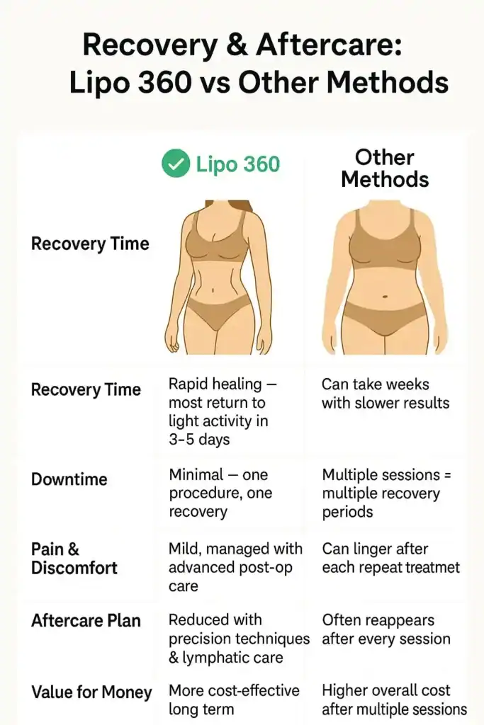 Recovery and Aftercare for Fat-Dissolving Surgery 2 Table to show fat dissolving injection aftercare Tetbury